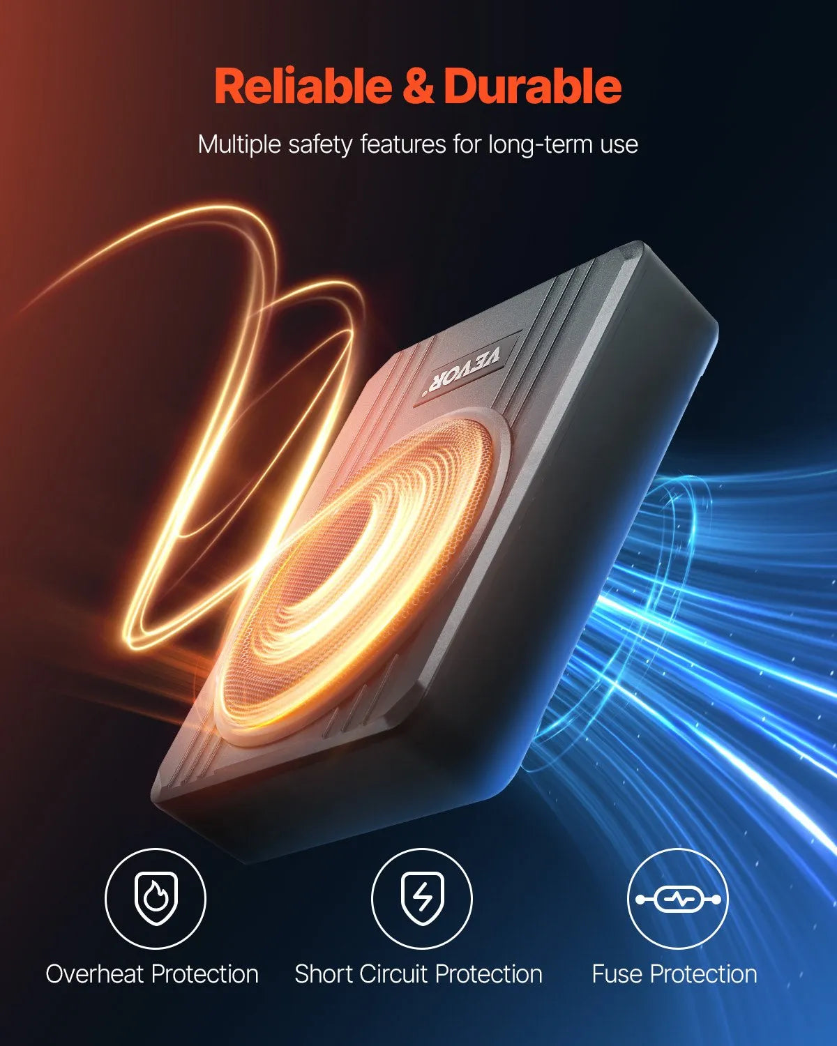 VEVOR 8" 400W Under Seat Car Subwoofer Slim Powered Car/Truck Subwoofer System