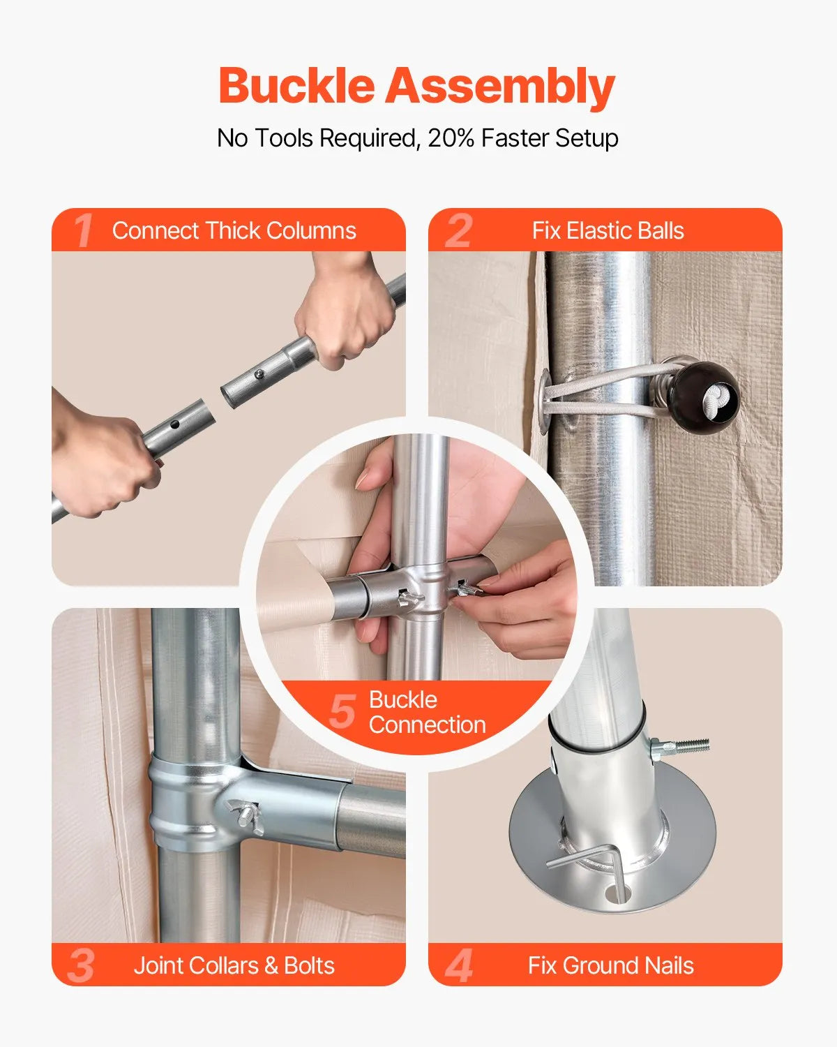 VEVOR Outdoor Storage Portable Shed 10x15 ft Waterproof Canopy Garage 2 Doors