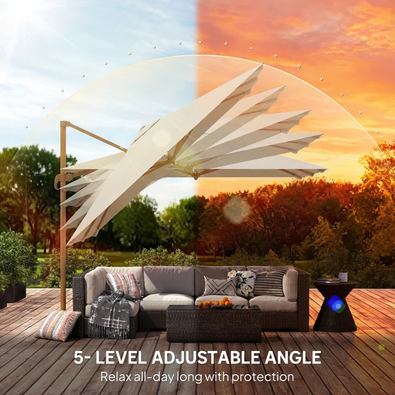 10 FT Patio Cantilever Umbrella, Outdoor Offset Umbrella with 360° Rotation, Outdoor Market Umbrella with Crank and Tilt