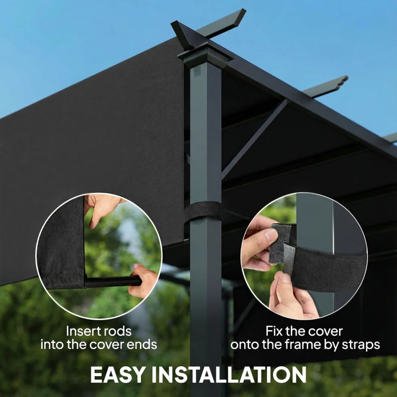 2 Pcs UV Protection Pergola Replacement Canopy, Pergola Shade Cover, Easy to Install, for 10' x 10' Pergola, Black