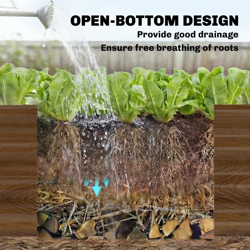 12 x 4 x 1ft Galvanized Raised Garden Bed, Reinforced Outdoor Planter Box with Open Bottom, Distressed Brown