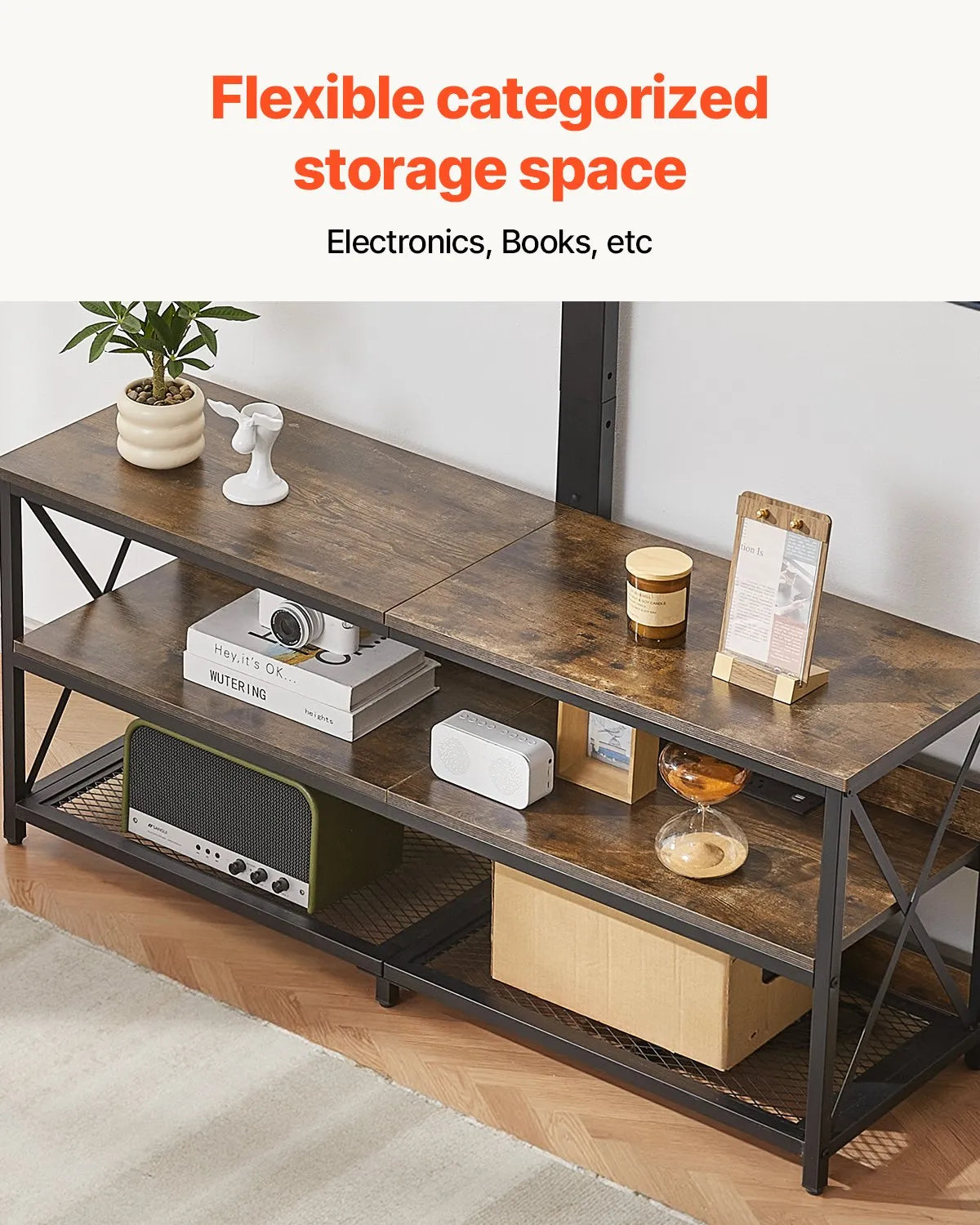 VEVOR 48" TV Stand with Mount for up to 75" TV Power Outlet & Storage Cabinets