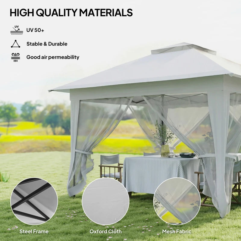 12' x 12' Foldable Pop-up Party Tent Instant Canopy Sun Shade Gazebo Shelter with Steel Frame, Light Grey