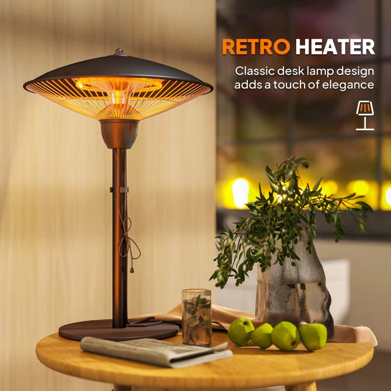 1500 W Electric Patio Heater with Tip-Over Protection, Outdoor Heater with Pull Switch, Black