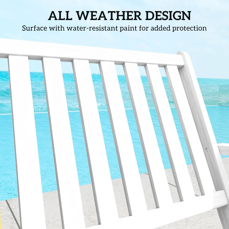 46.5" Foldable Wood Outdoor Bench with Backrest and Armrests for Outdoors, Patio, Porch, Park, White