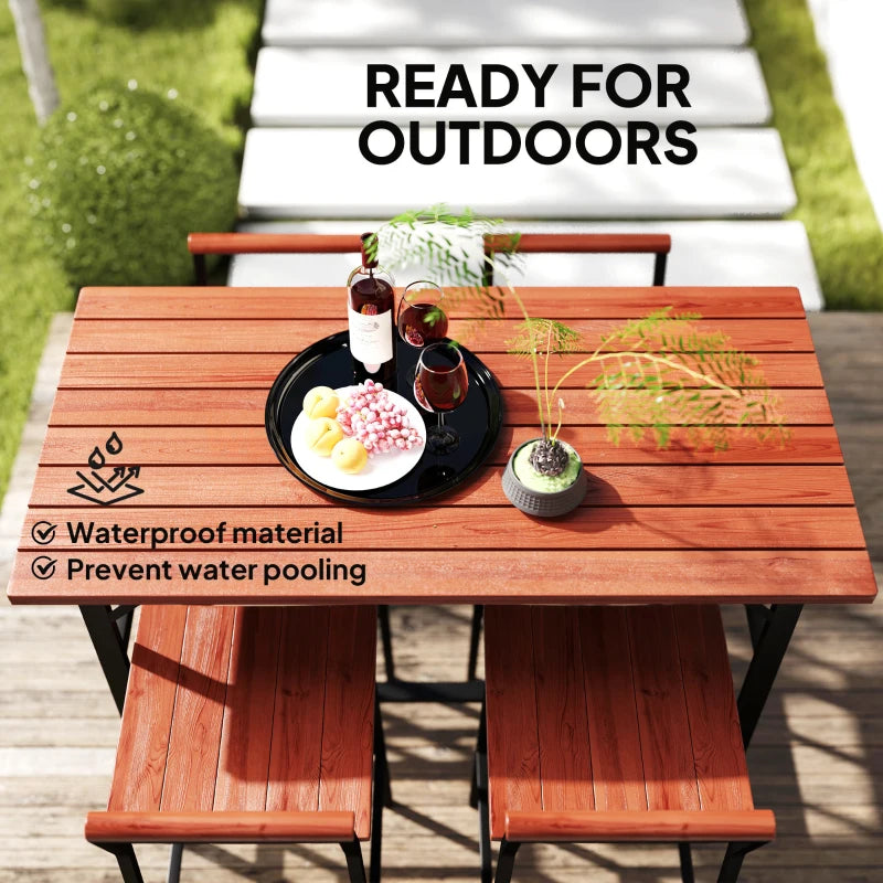 5 Piece Patio Bar Set with 47" Bar Height Table and 4 Bar Stools, for Backyard, Balcony, Porch, Pool, Lawn, Brown