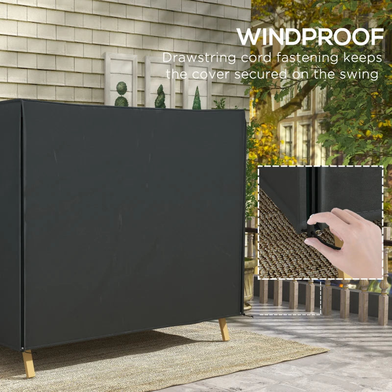3 Seater Garden Swing Cover, Waterproof 420D Outdoor Swing Bench Cover with Zip, Windproof and Anti-UV, Black