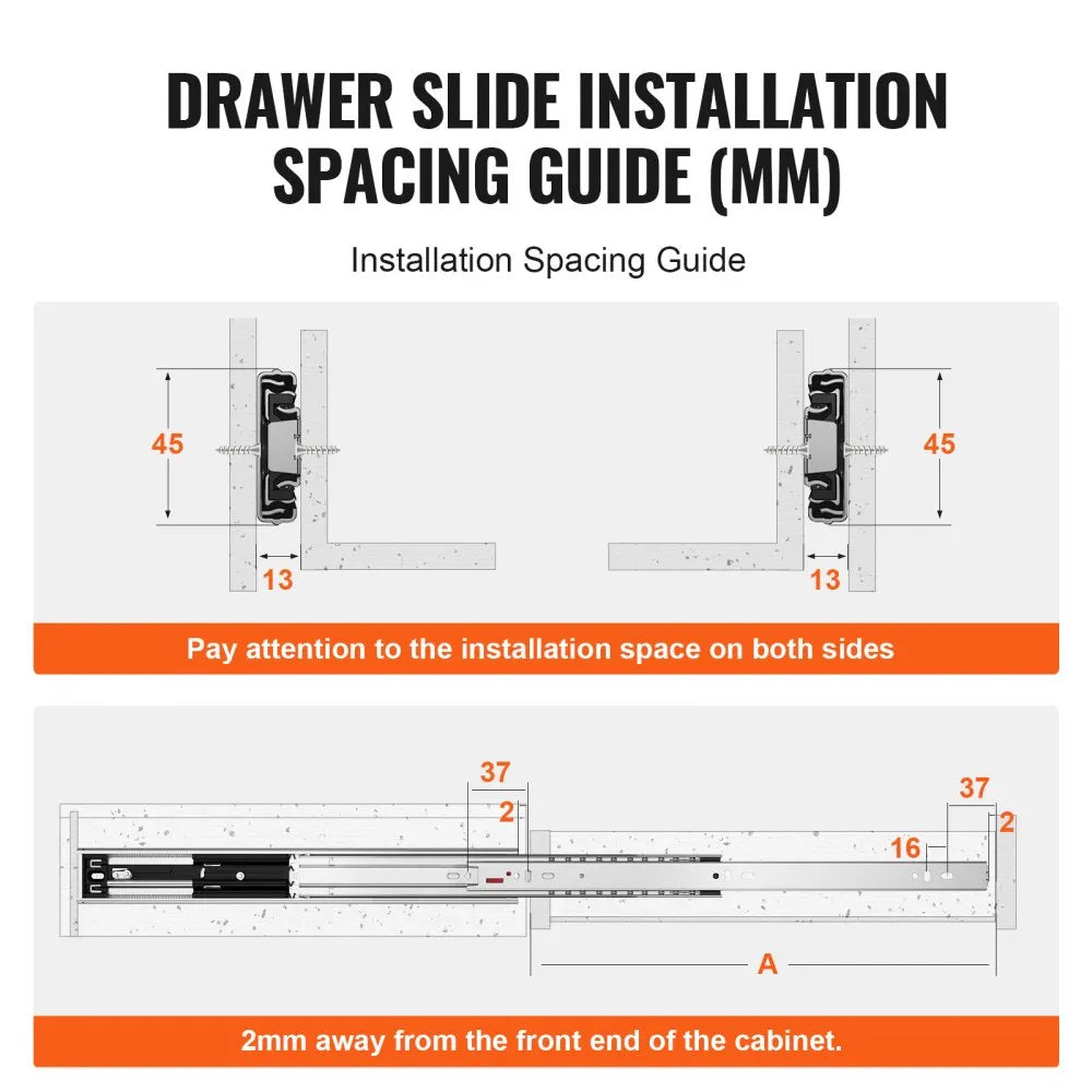 VEVOR 10 Pairs of 22 Inch Drawer Slides Side Mount Rails, Heavy Duty Full Extension Steel Track, Soft-Close Noiseless Guide Glides Cabinet Kitchen Runners with Ball Bearing, 100 Lbs Load Capacity