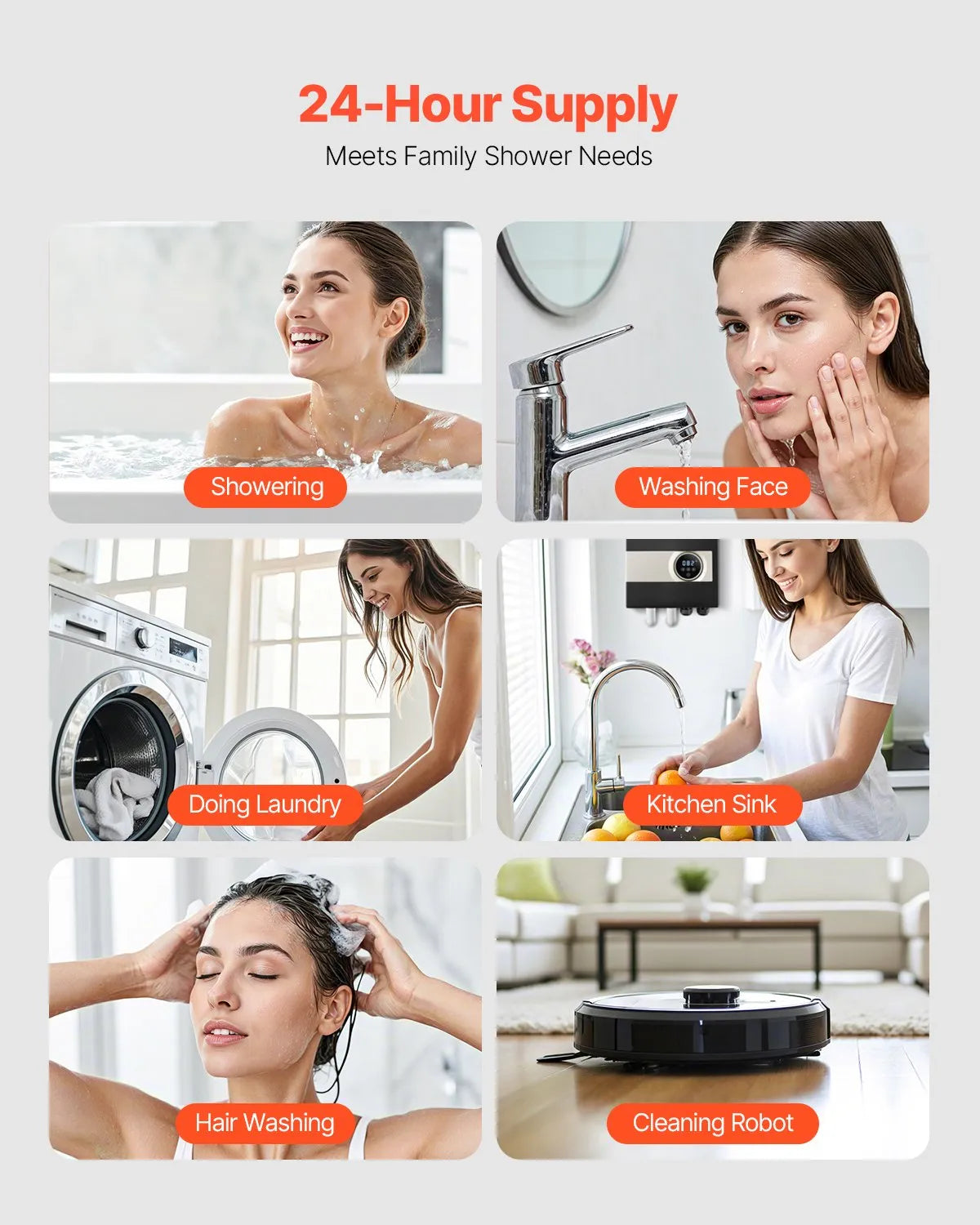 VEVOR 27kW Tankless Electric Water Heater Instant Hot with LCD Child Lock