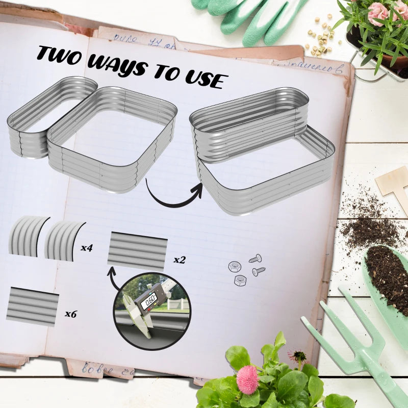4'x3'x1' Outdoor Raised Garden Bed, 2-Tier Galvanized Planter Box with Safety Edging for Vegetable, Flower, Fruit