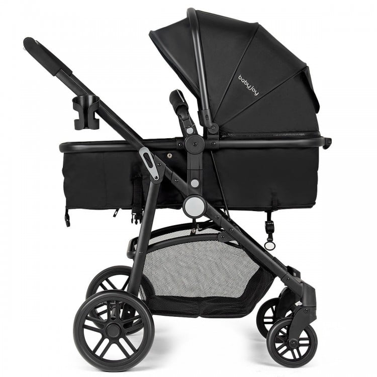 2 in 1 Foldable Pushchair Newborn Infant Baby Stroller-Black