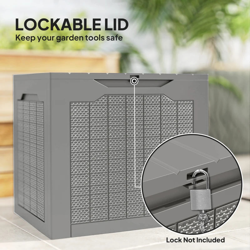 28 Gallon Deck Box, Resin Outdoor Storage Box with Handles, Waterproof and UV Resistant Storage Container