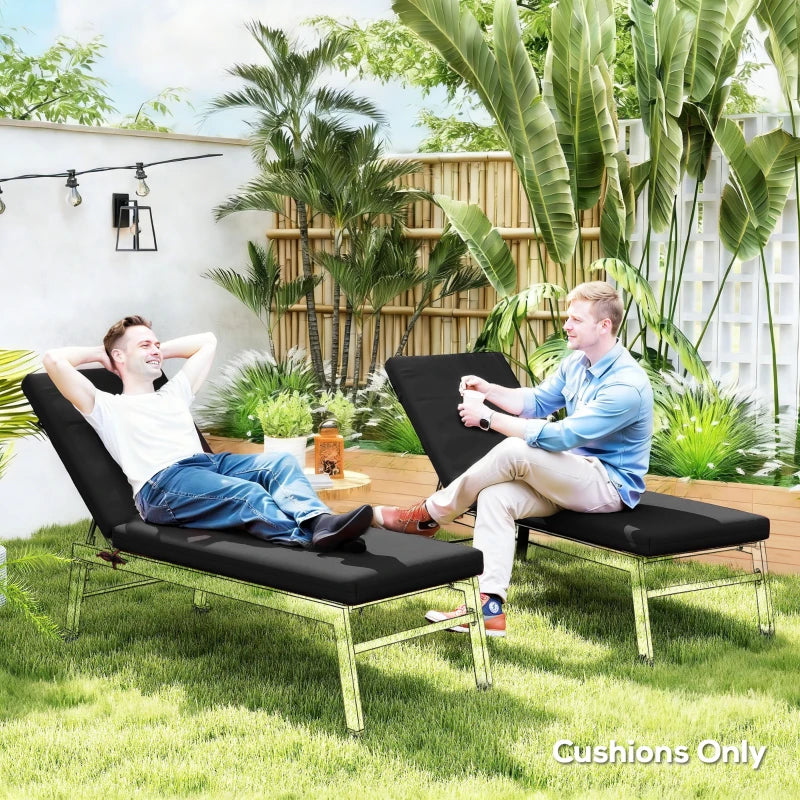 2-Piece Back and Seat Cushion Pillows Replacement, Patio Chair Cushions Set with Ties for Indoor Outdoor, Black