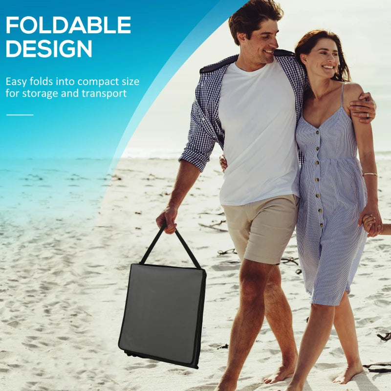 Set of 2 Foldable Lounge Chairs with Carry Bag, Adjustable Backrest, Grey