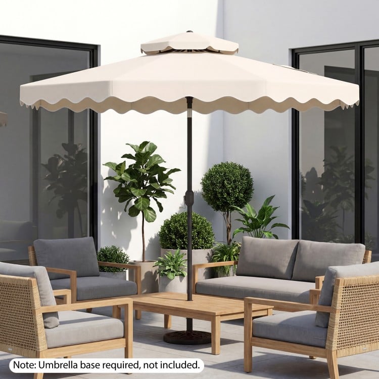10 Feet Patio Umbrella with Push Button Tilt and Crank-Beige