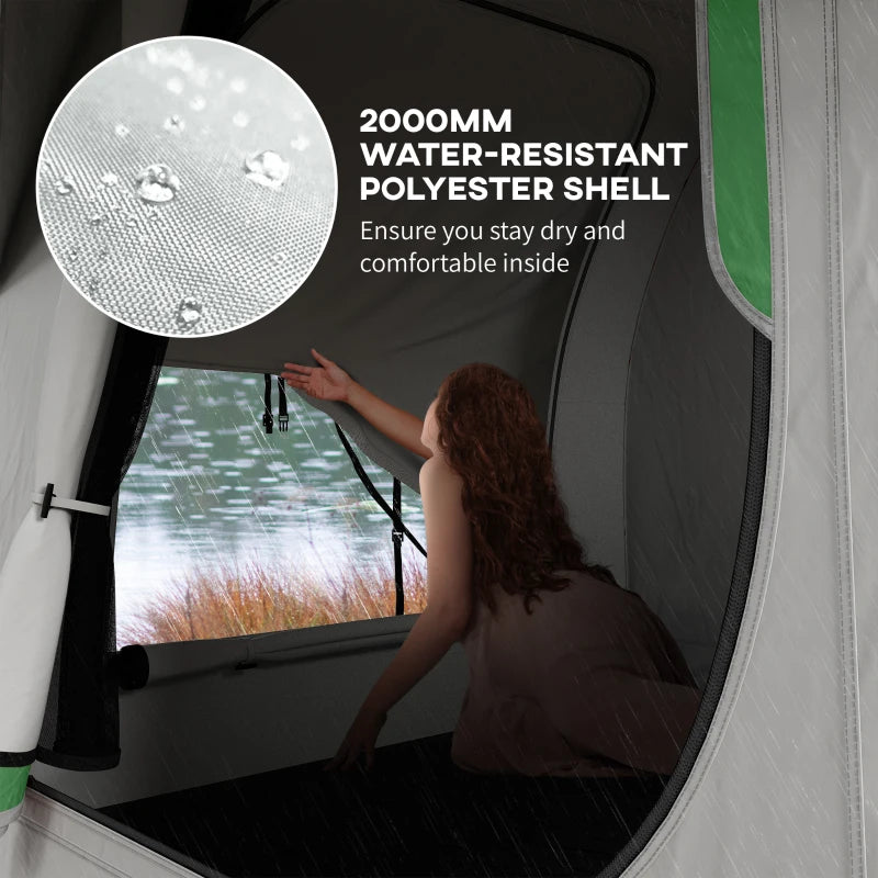 2000mm Waterproof SUV Tent, Car Tent with 3 Doors and Mesh Window, for 5-6 Person Camping Travel, Grey and Green