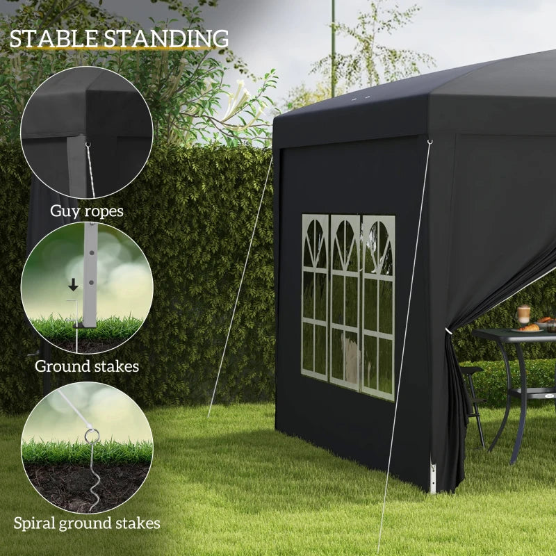 10'x10' Outdoor Pop Up Party Tent Wedding Gazebo Canopy with Carrying Bag (Black)