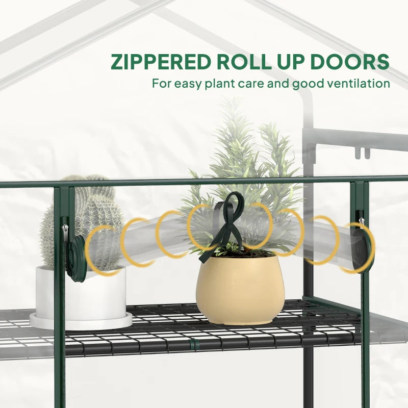 5 Tier Mini Greenhouse, Portable Outdoor Flower Stand with Shelf Clips, Indoor Greenhouse with Steel Frame, Transparent, 27.25" x 19.25" x 76", Clear
