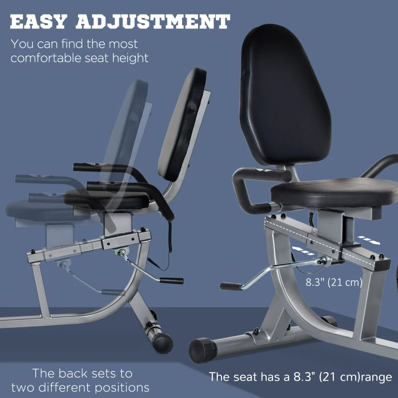Soozier Exercise Bike, Stationary Bike with 8-Level Magnetic Resistance, LCD Display, Adjustable Seat and Backrest for Home Gym
