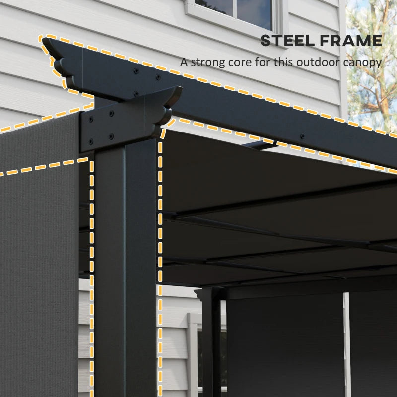 10' x 12' Metal Pergola, Outdoor Pergola with Retractable Canopy, for Garden, Patio, Backyard, Deck