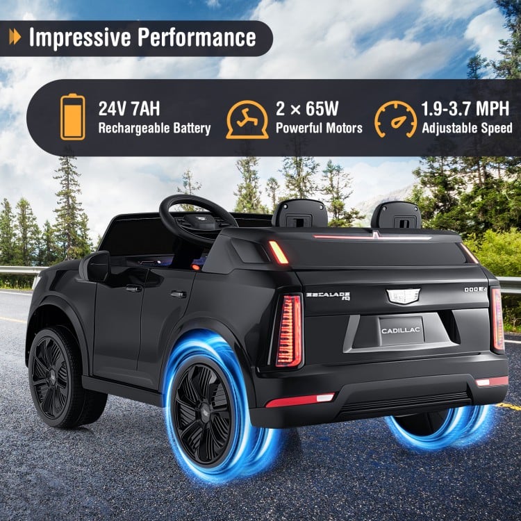 24V Ride on Truck 2-Seater Licensed Cadillac with Remote Control-Black