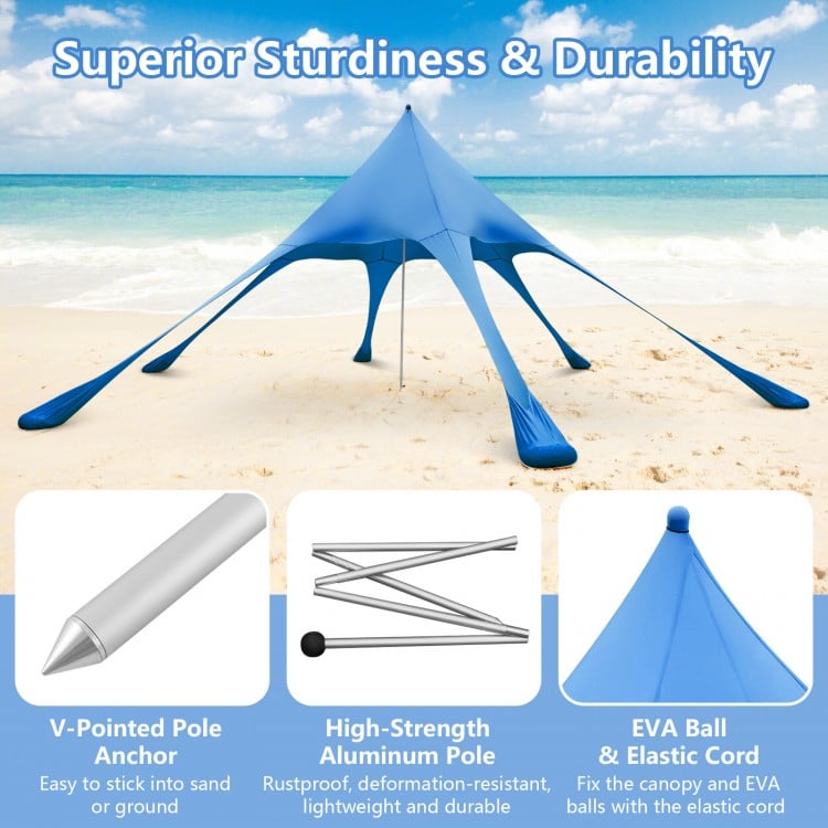 20 x 20 Feet Beach Canopy Tent with UPF50+ Sun Protection and Shovel-Blue