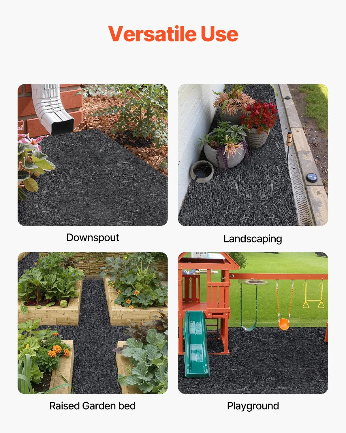 VEVOR 2 Rolls Rubber Mulch Roll for Landscaping 96 x 22in Rubber Mulch Mat