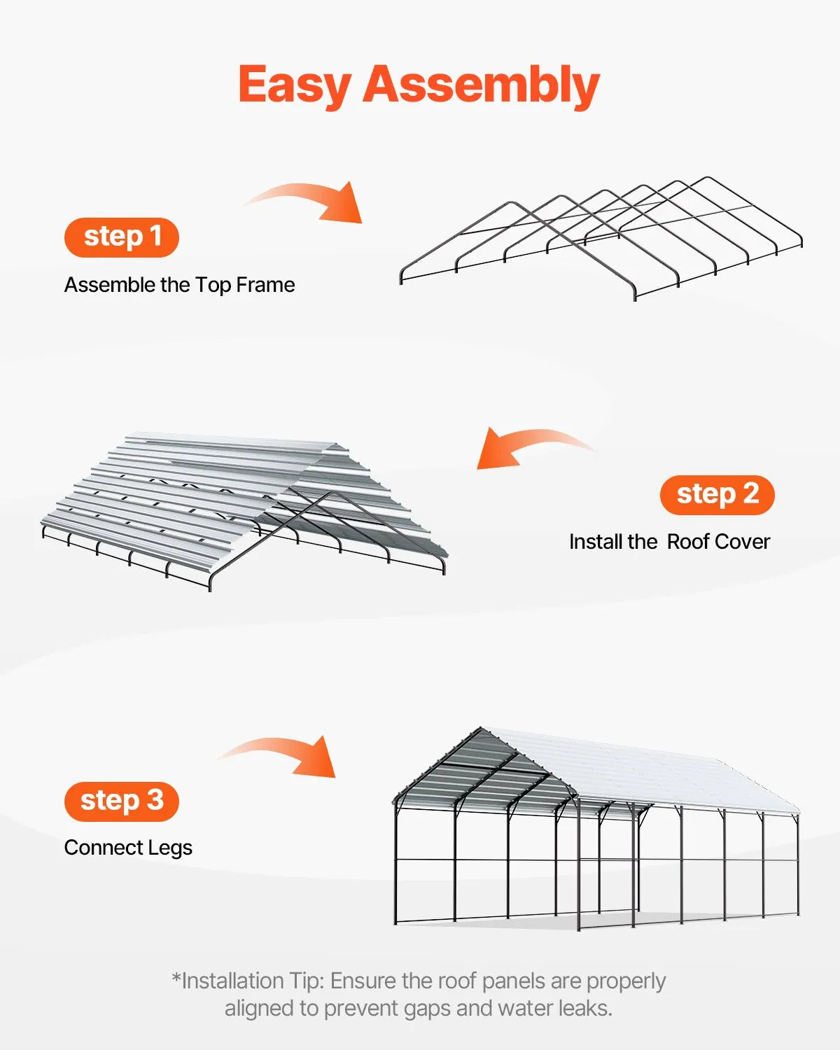 VEVOR 13' x 26' Metal Carport Heavy Duty Outdoor Car Shelter Garage for Boats