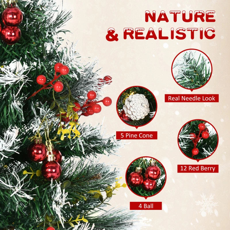 2 Foot/23 inch 2 Pack Prelit Artificial Christmas Tree Cordless with 70 Branches, Warm White LED lights, Red Berries, Pine Cones, Balls, for Outdoor Entryway, Green
