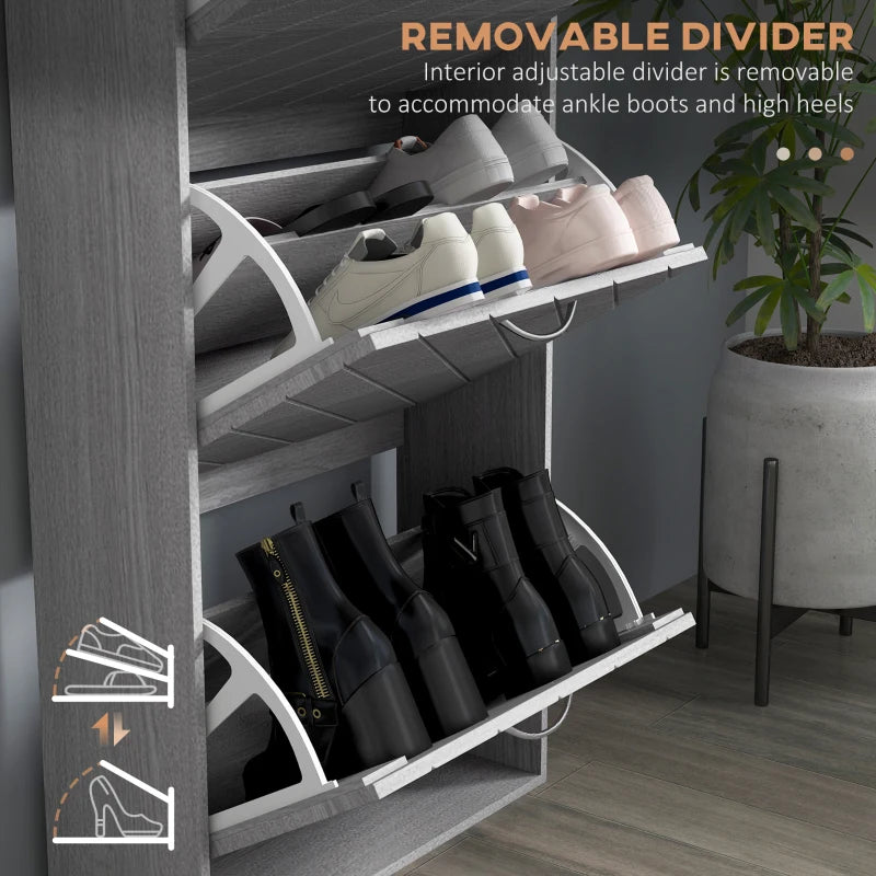 Shoe Storage Cabinet with 3 Flip Drawers, Narrow and Slim, 12 Pair of Shoes Organizer for Hallway, Entryway