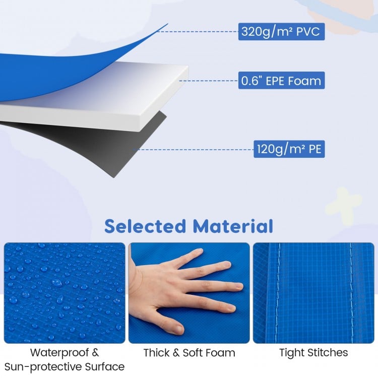 10 Feet Trampoline Pad Replacement Safety Pad with Fixing Straps (Blue)