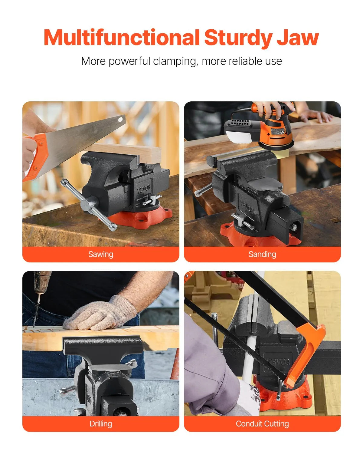 VEVOR 5" Bench Vise Multipurpose Heavy Duty Ductile Iron Swivel Locking Base