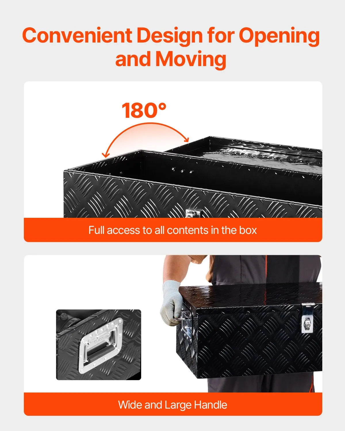 VEVOR 30"x13"x9.6" Heavy Duty Aluminum Truck Bed Tool Box for Pickup RV Black