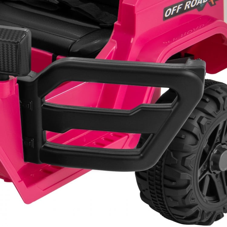 12V Kids Ride on Truck Car with Remote Control Threaded Wheels and 3 Speeds-Pink