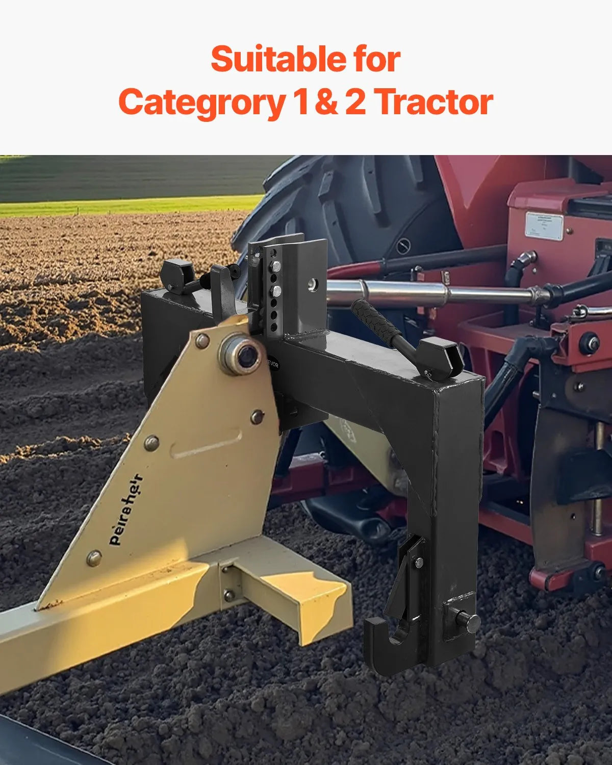 VEVOR 3-Point Quick Hitch 2" Receiver Fit Category 1 & 2 Tractor 3000lb Black