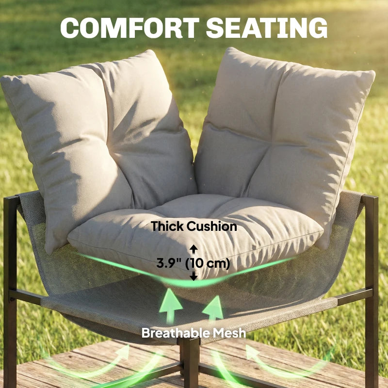 4 Piece Patio Furniture Set with Thick Cushions and Coffee Table, Patio Conversation Set for Porch, Balcony, Deck, Grey