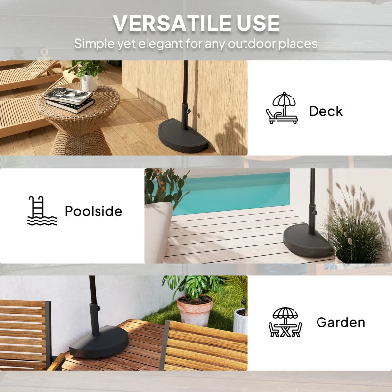 20 lbs Resin Half Parasol Base Outdoor Umbrella Stand Weight, Concrete Garden Parasol Stand, Black