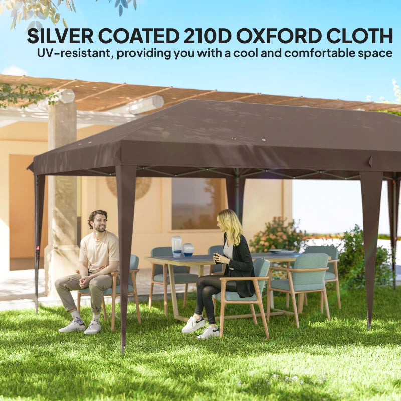 10' x 20' Outdoor Pop Up Canopy Tent Party Tent Instant Shelter W/ Carrying Bag, Coffee