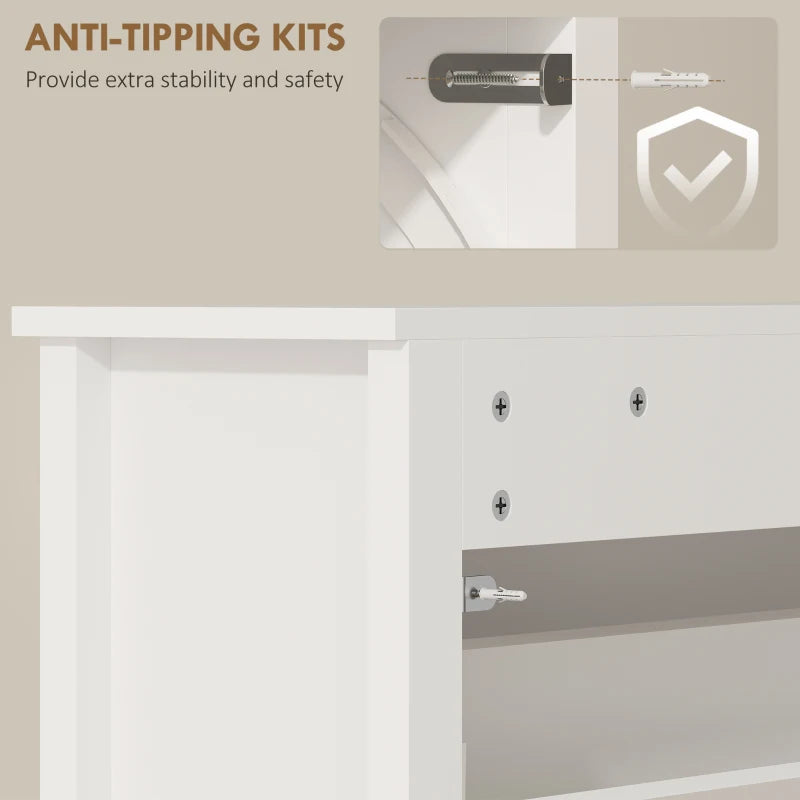 Slim Shoe Cabinet with 3 Flip Drawers, Shoe Storage Cabinet with Adjustable Shelves for Entryway, Holds 18 Pairs, White
