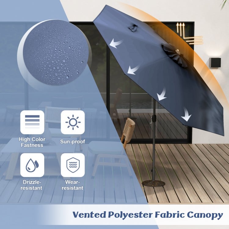 10 Feet Outdoor Patio Umbrella with Tilt Adjustment and Crank-Navy