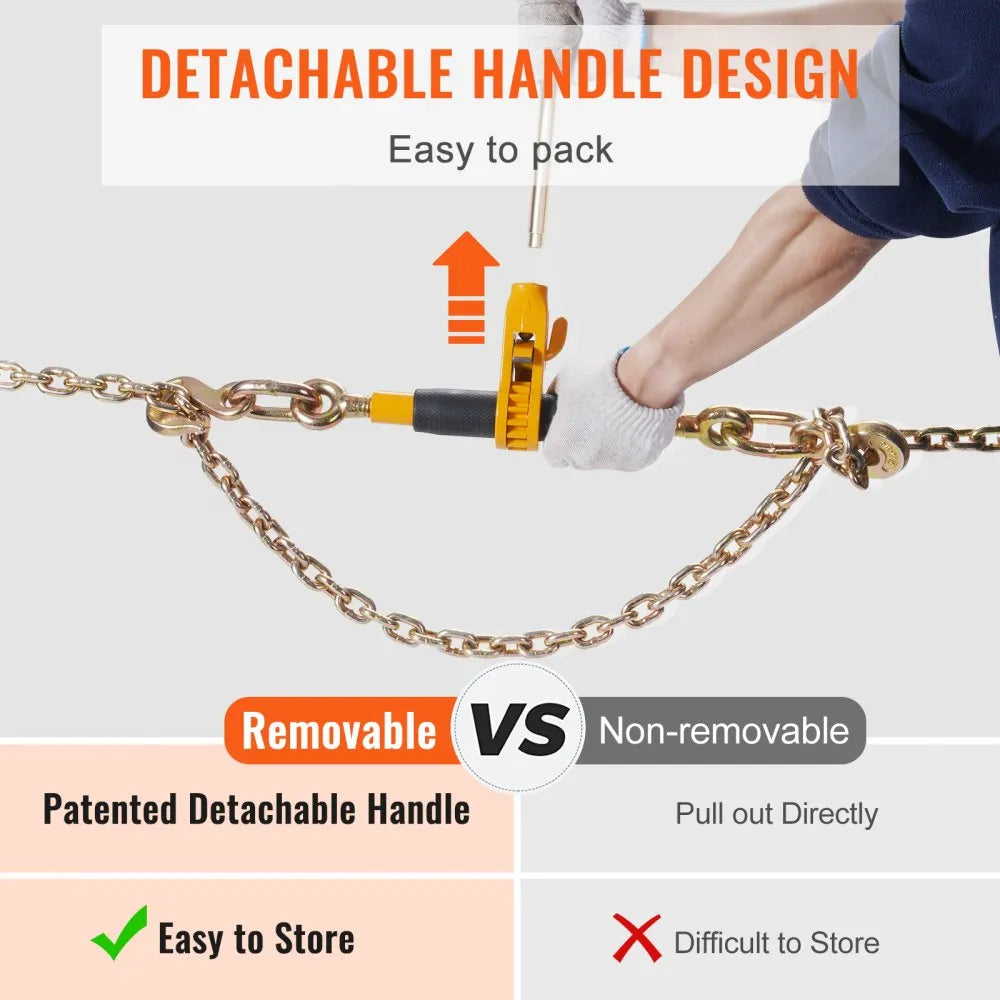 VEVOR 4PCS Ratchet Chain Binder, 5/16"-3/8" Heavy Duty Load Binders, with G80 Hooks 7,100 lbs Secure Load Limit, Labor-saving Anti-skid Handle, Tie Down Hauling Chain Binders for Flatbed Truck Trailer