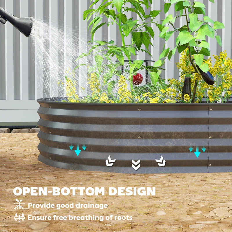 7' x 3' x 1' Large Outdoor Planter Box, Galvanized Raised Garden Bed with Metal Plant Stake, Black