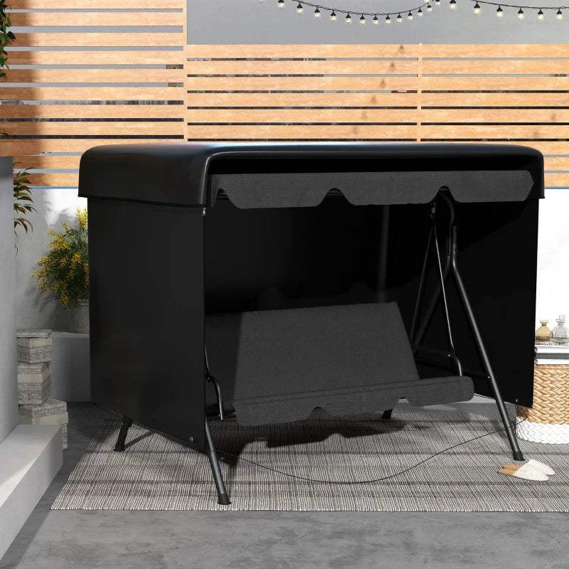 3-Seater Patio Swing Cover, Outdoor Garden Furniture Protection, 85" x 61" x 59", Black