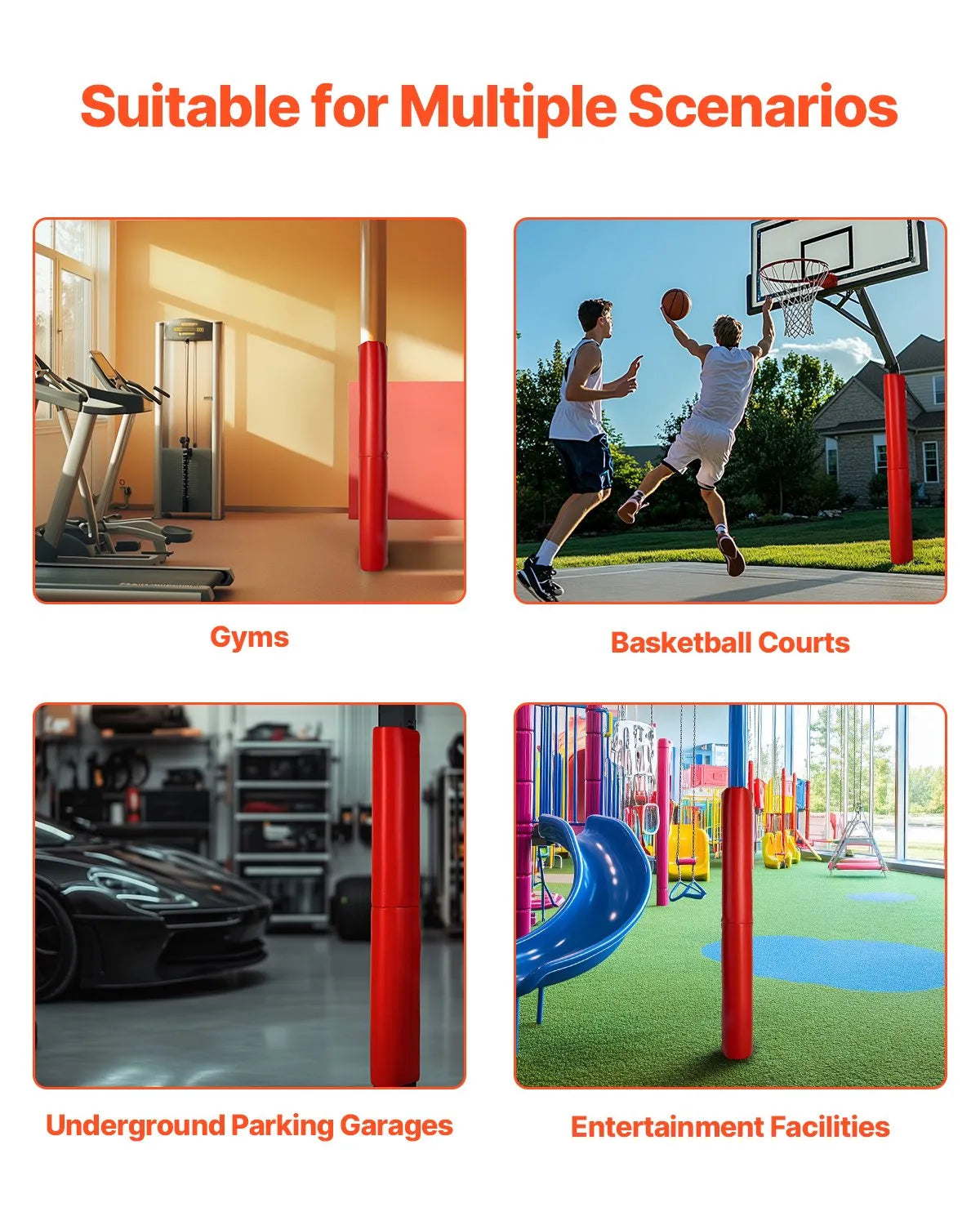 VEVOR 71" Basketball Pole Pad Durable Padding for 2-6.3" Round 4.5x4.5" Square Pole