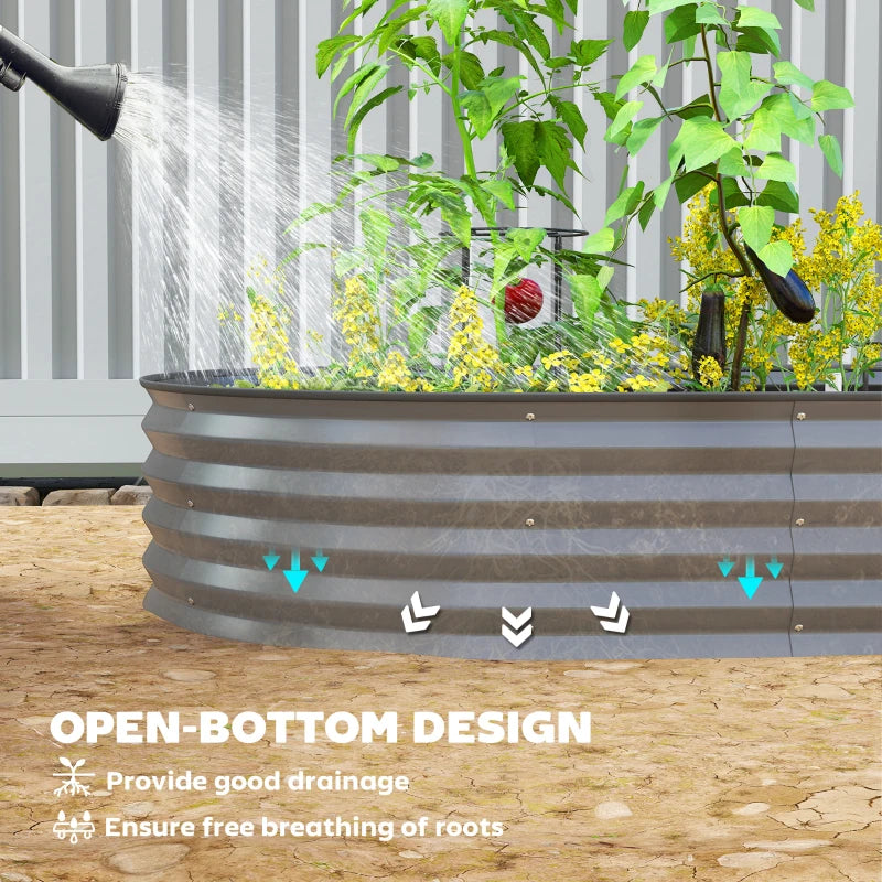 7' x 3' x 1' Large Outdoor Planter Box, Galvanized Raised Garden Bed with Metal Plant Stake, Dark Grey
