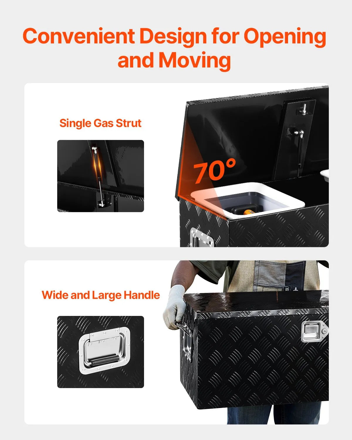 VEVOR 35.4"x14.6"x14.6" Heavy Duty Aluminum Truck Bed Tool Box for Pickup Black