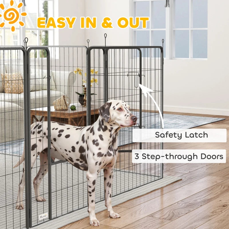 24 Panels 44.5" Height Heavy Duty Dog Playpen for Small Medium Large Dogs, Black