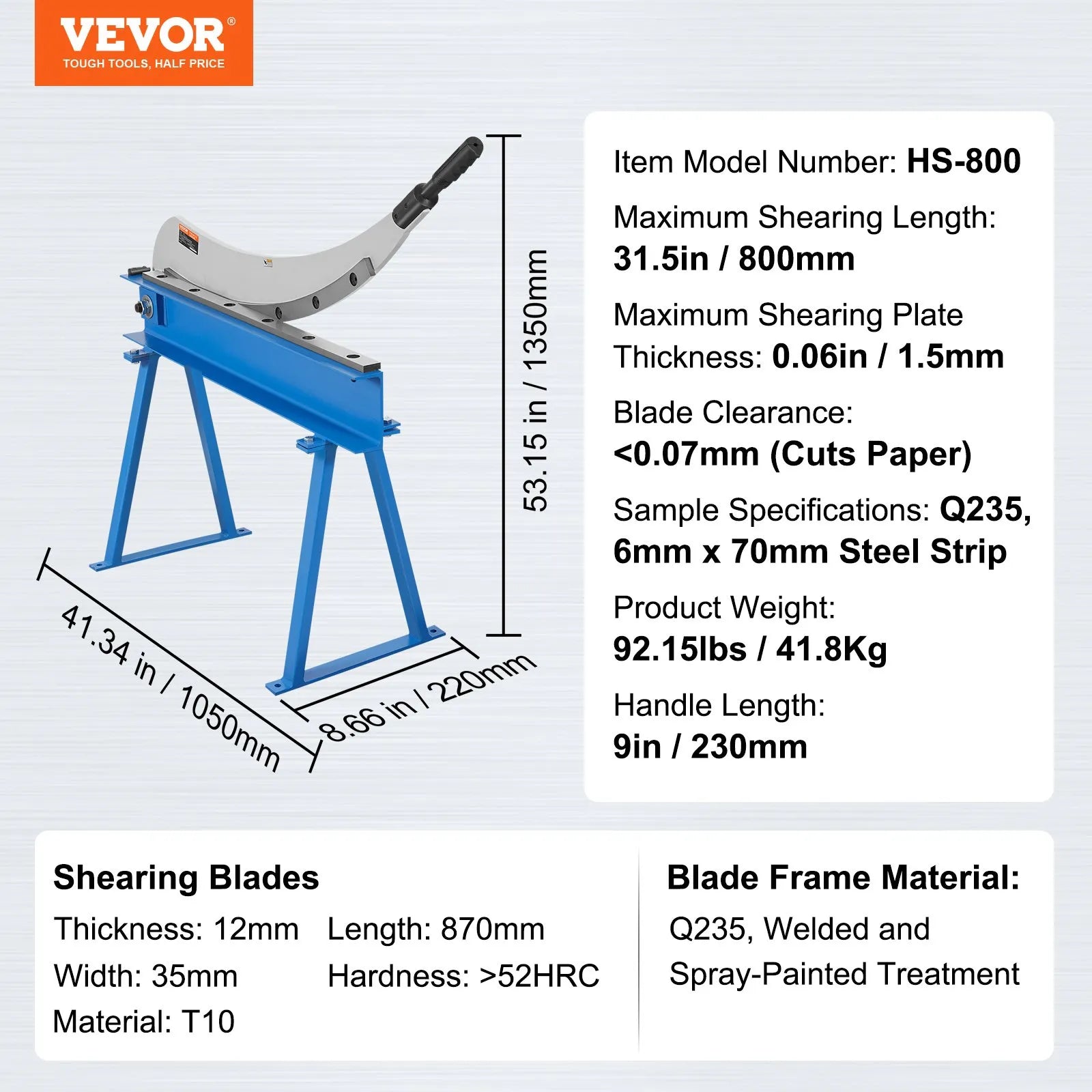 VEVOR 32" Manual Hand Plate Shear for Metal Sheet Processing, Benchtop Cutter with Q235 Material, for Crafts Thick Steel Crafting, Heavy Duty Roll Press Machine for Builders, DIY Enthusiasts