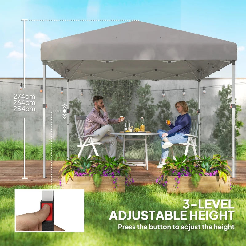 10' x 10' Pop Up Canopy with Sidewalls, Roller Bag, Height Adjustable Instant Tent for Outdoor, Garden, Patio, Grey