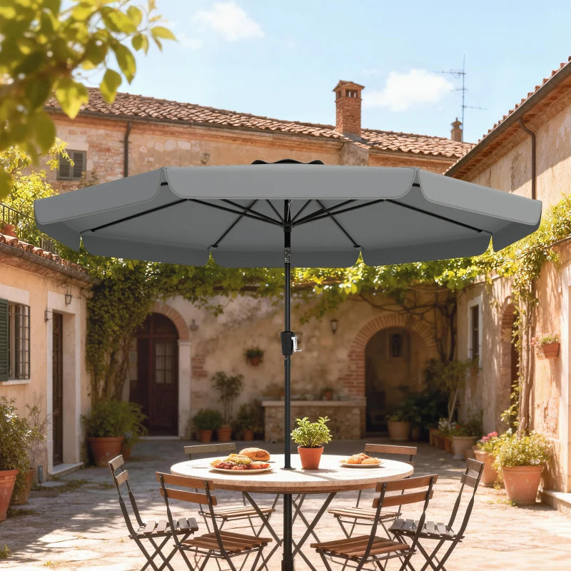 10 ft Patio Umbrella with Push Button Tilt and Crank, Outdoor Market Table Umbrella Parasol, Dark Grey